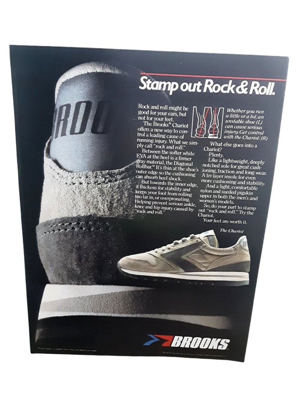 1983 Brooks Running Shoes Ad Chariot Sneaker Vintage Print